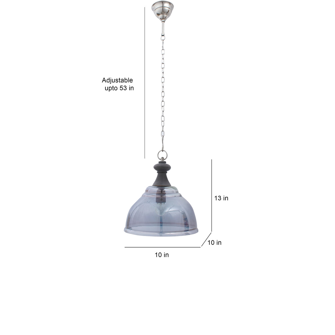 BASKIN Smoke Glass & Grey Finish Wood Pendant Light