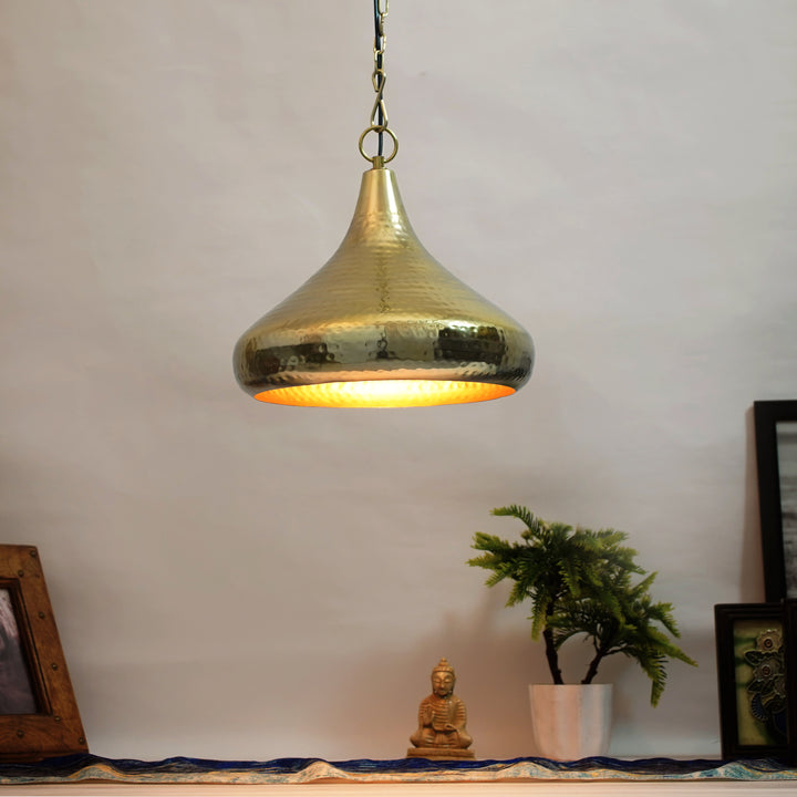 CENTURY Modern Hammered Dome Pendant Light in Brass Finish Metal | E27 Holder | Filament LED Bulb Included | Decorative Ceiling Hanging Light for Dining Room, Kitchen Island, Living Room, Bedroom & Café (Copy)