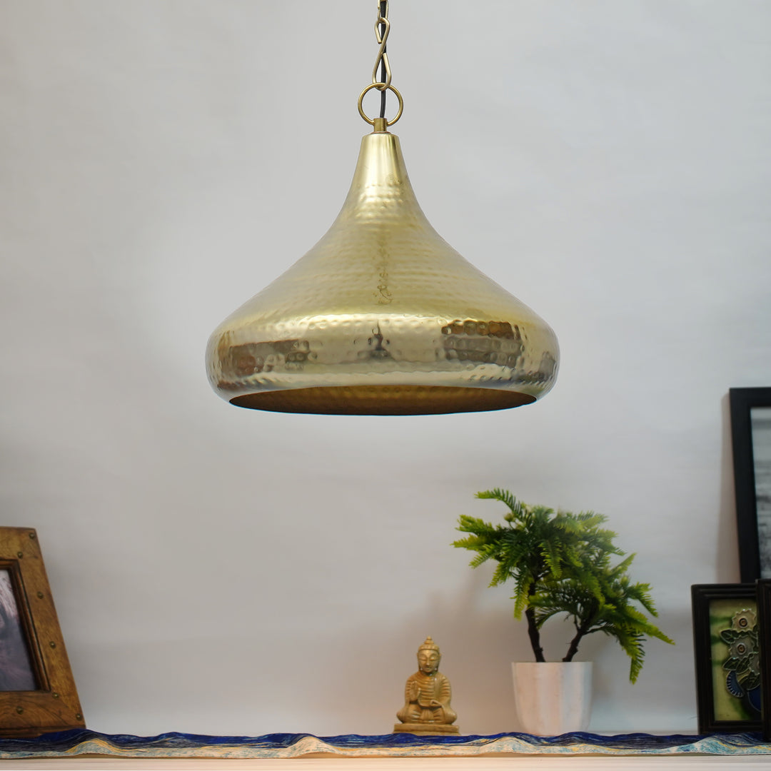 CENTURY Modern Hammered Dome Pendant Light in Brass Finish Metal | E27 Holder | Filament LED Bulb Included | Decorative Ceiling Hanging Light for Dining Room, Kitchen Island, Living Room, Bedroom & Café (Copy)