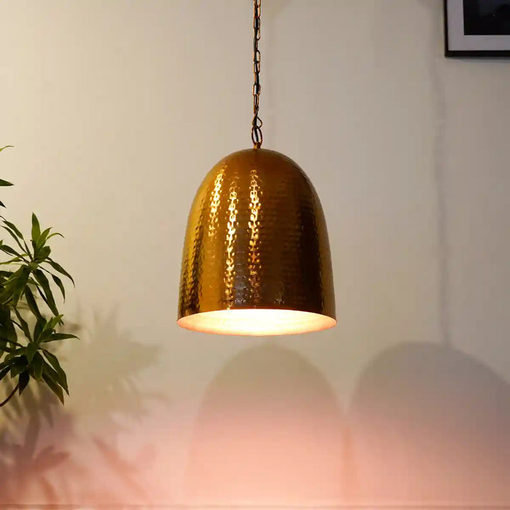 Malia Rose Gold Hammered Metal Pendant Light