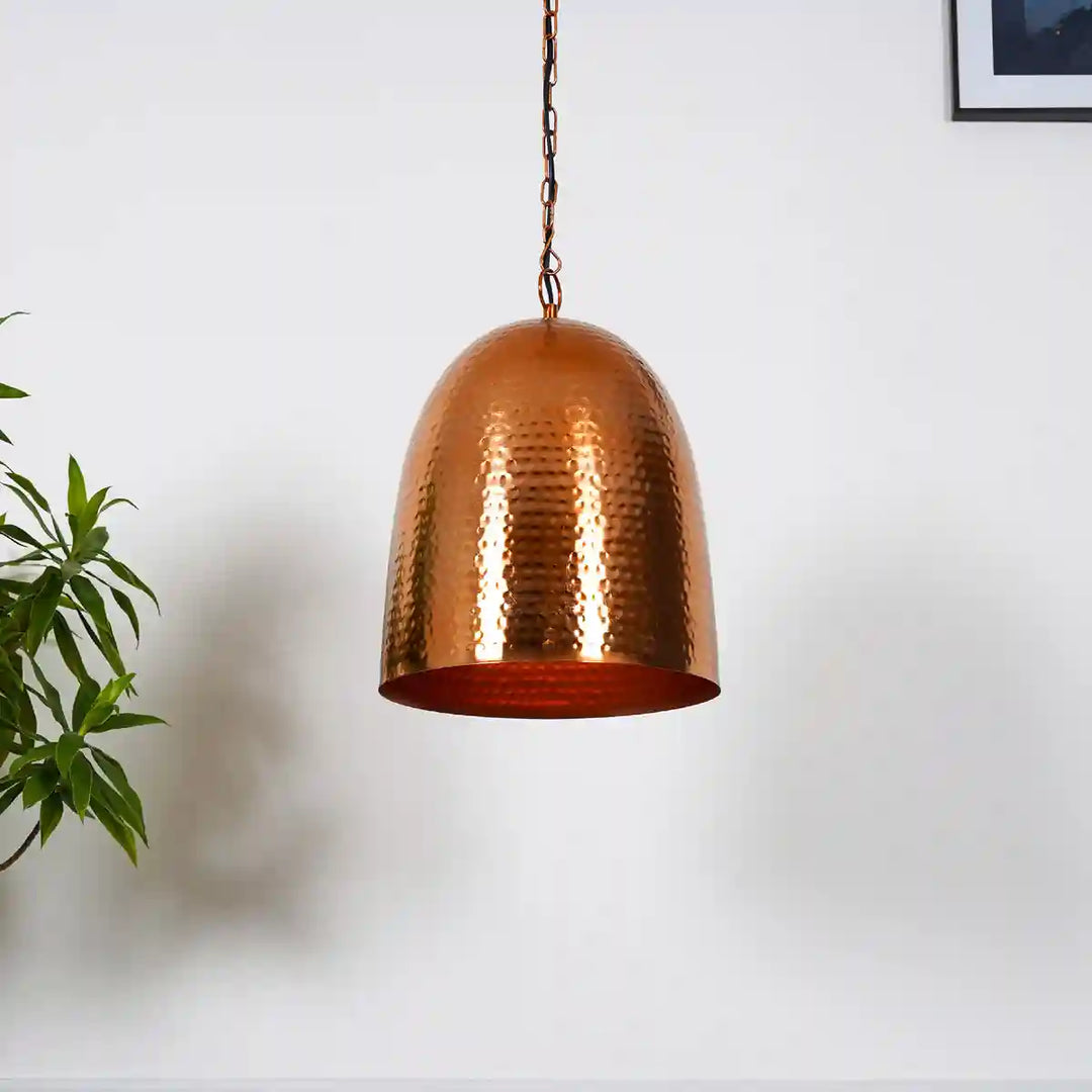 Malia Rose Gold Hammered Metal Pendant Light