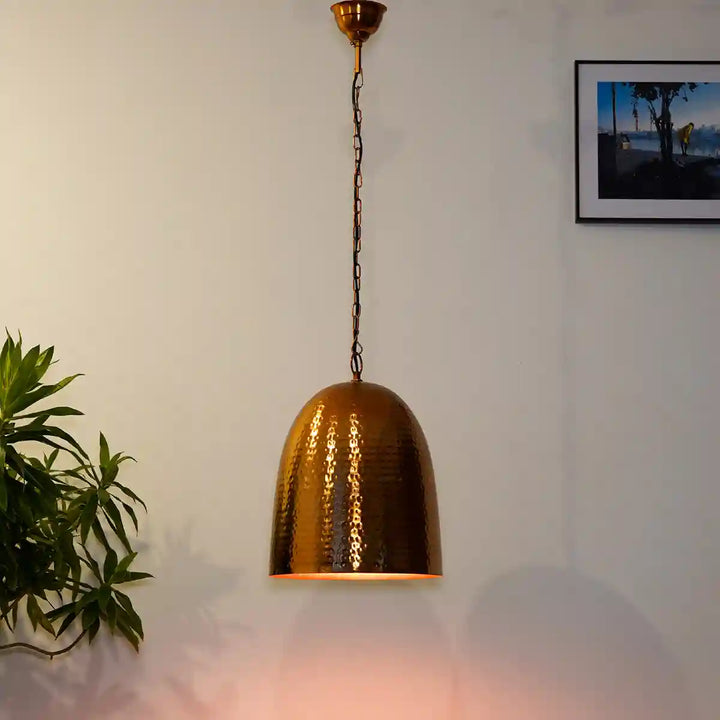 Malia Rose Gold Hammered Metal Pendant Light