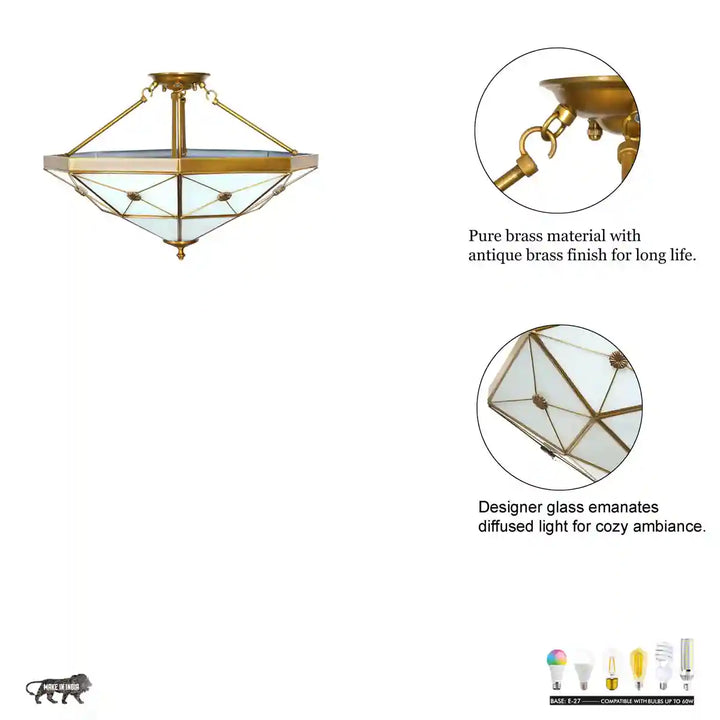 Ophelia Glass and Brass Lantern Pendant Light