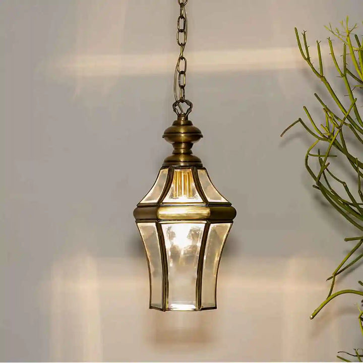 Ardeche Glass and Brass Pendant Light