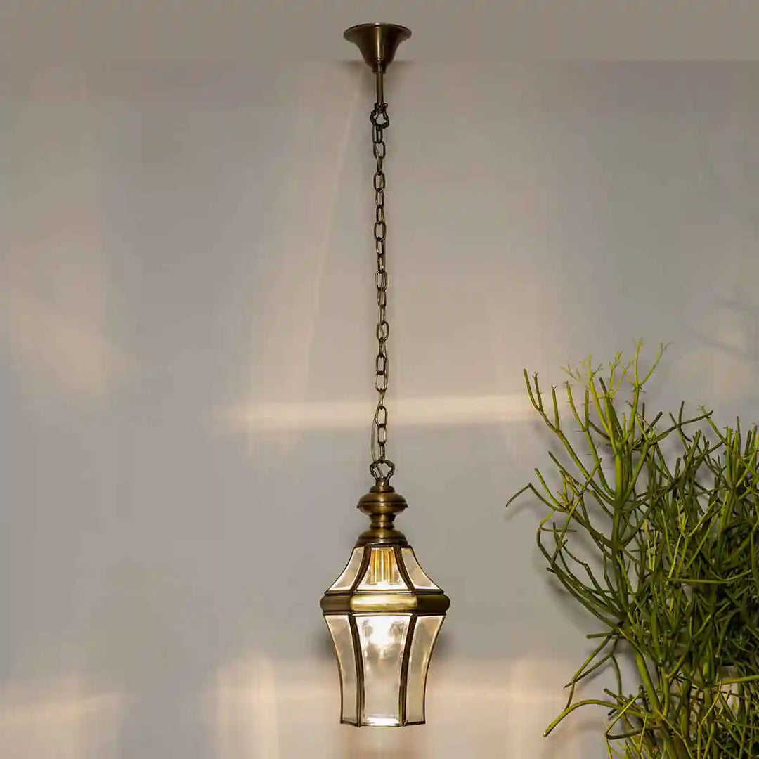 Ardeche Glass and Brass Pendant Light