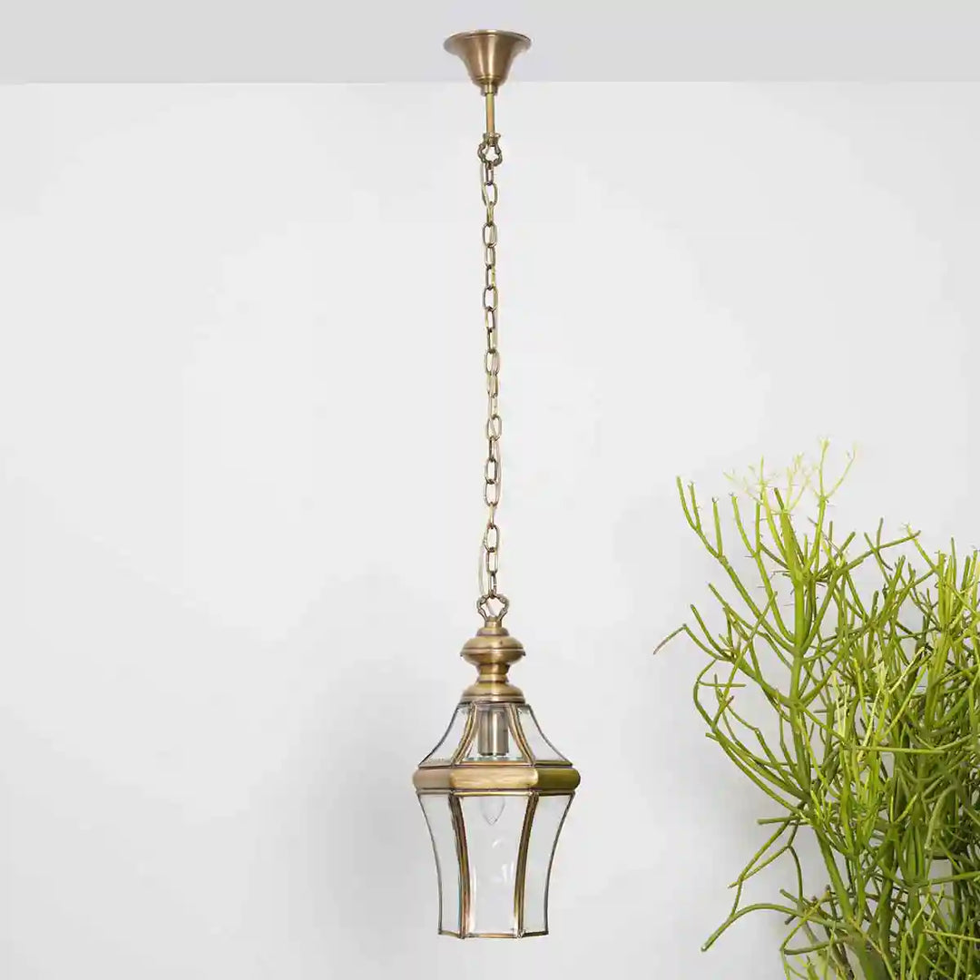 Ardeche Glass and Brass Pendant Light