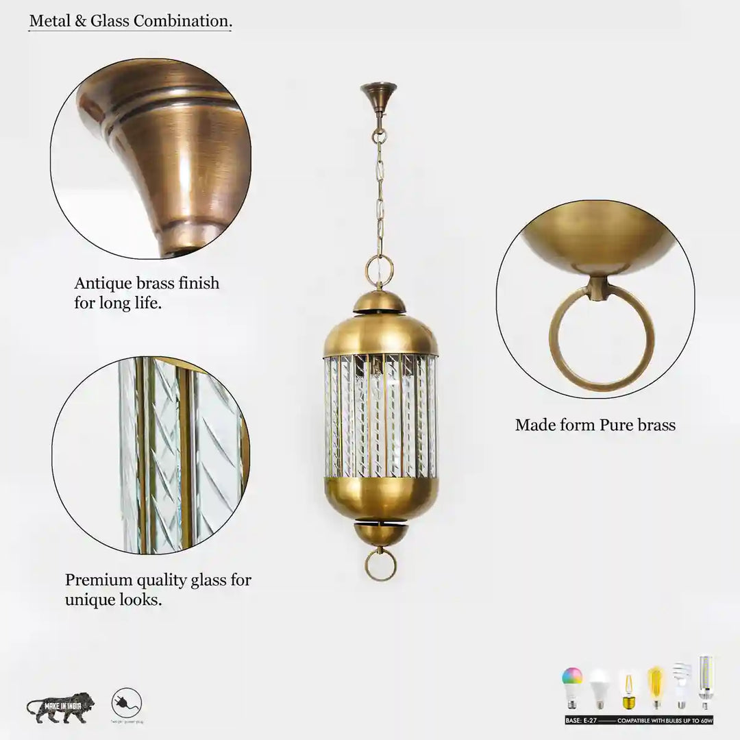 Gaucho Brass and Glass Pendant Light