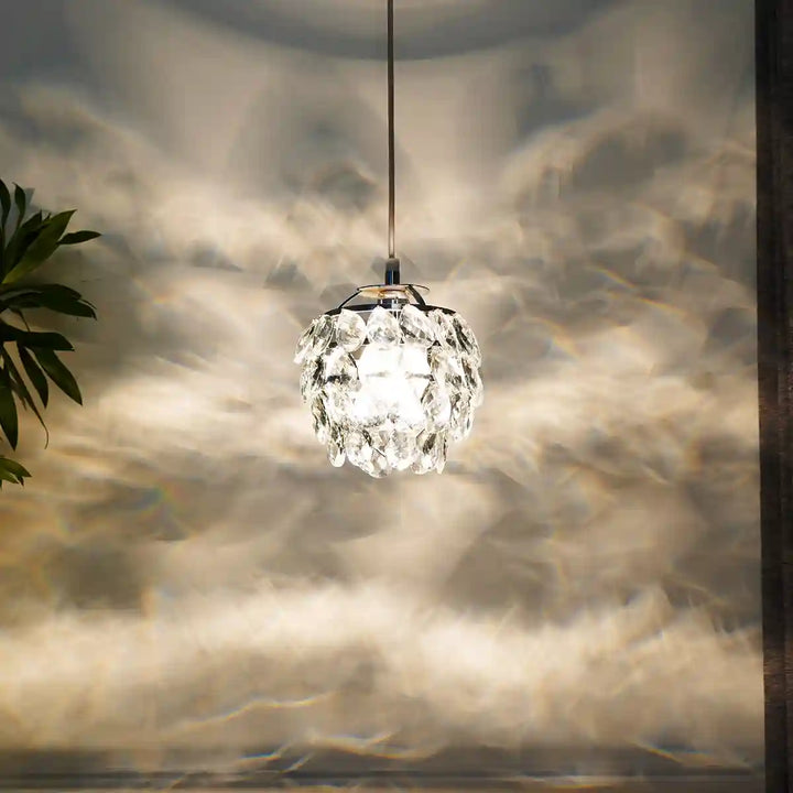 Vibrant Brass and Crystal Pendant Light