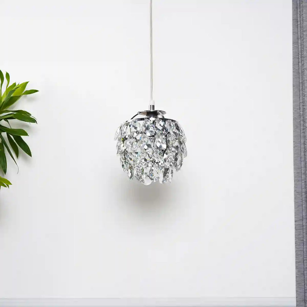 Vibrant Brass and Crystal Pendant Light