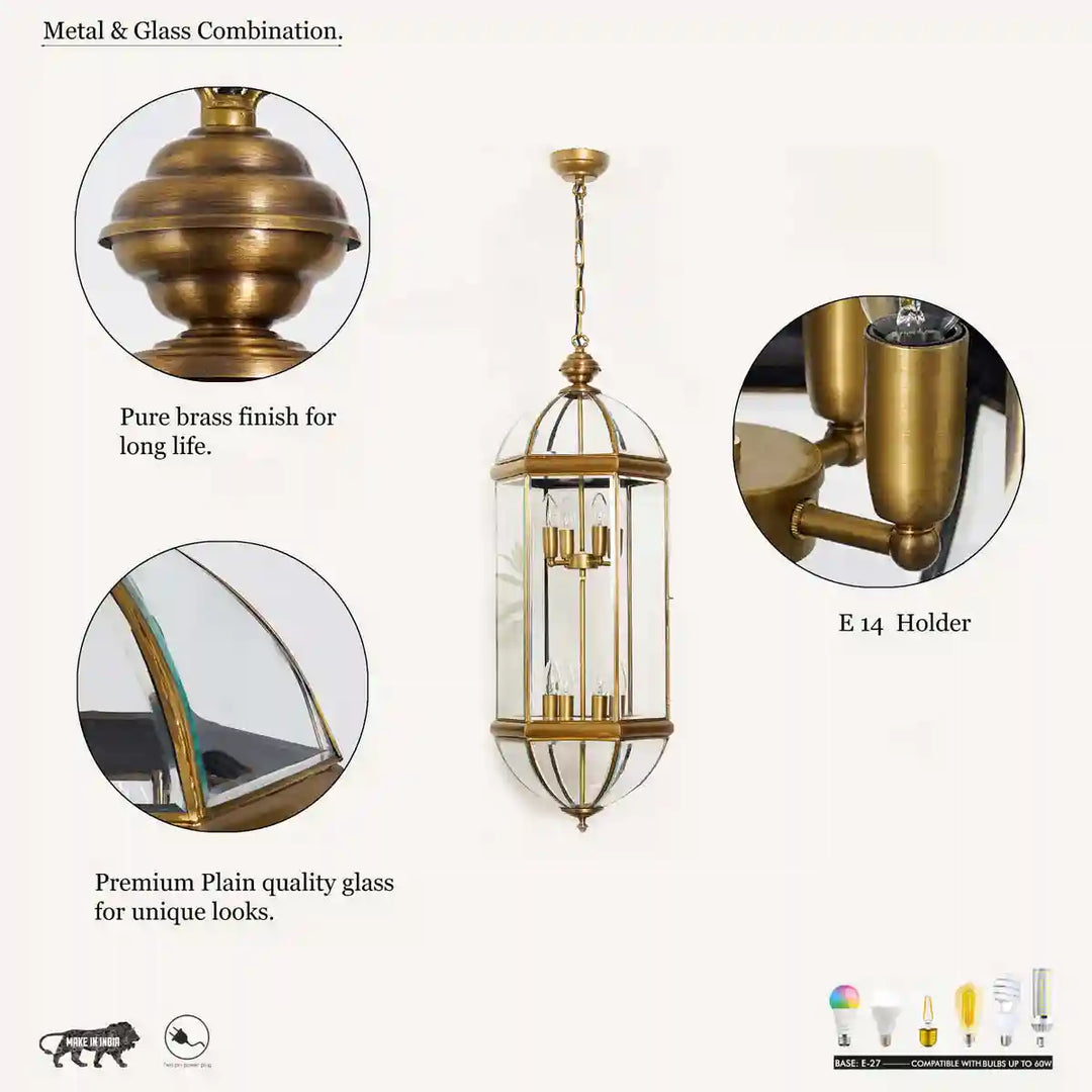 Vanessa Brass and Glass Pendant Light