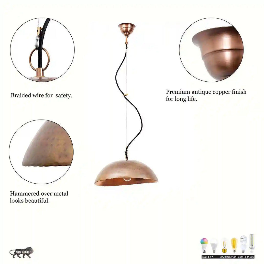 Priddy Copper Metal Pendant Light