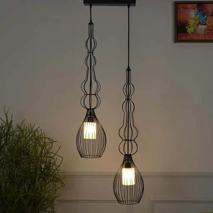 Onza Black Metal Dual Pendant Light