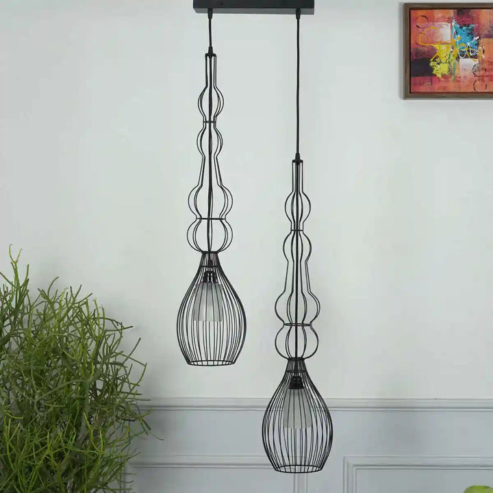 Onza Black Metal Dual Pendant Light