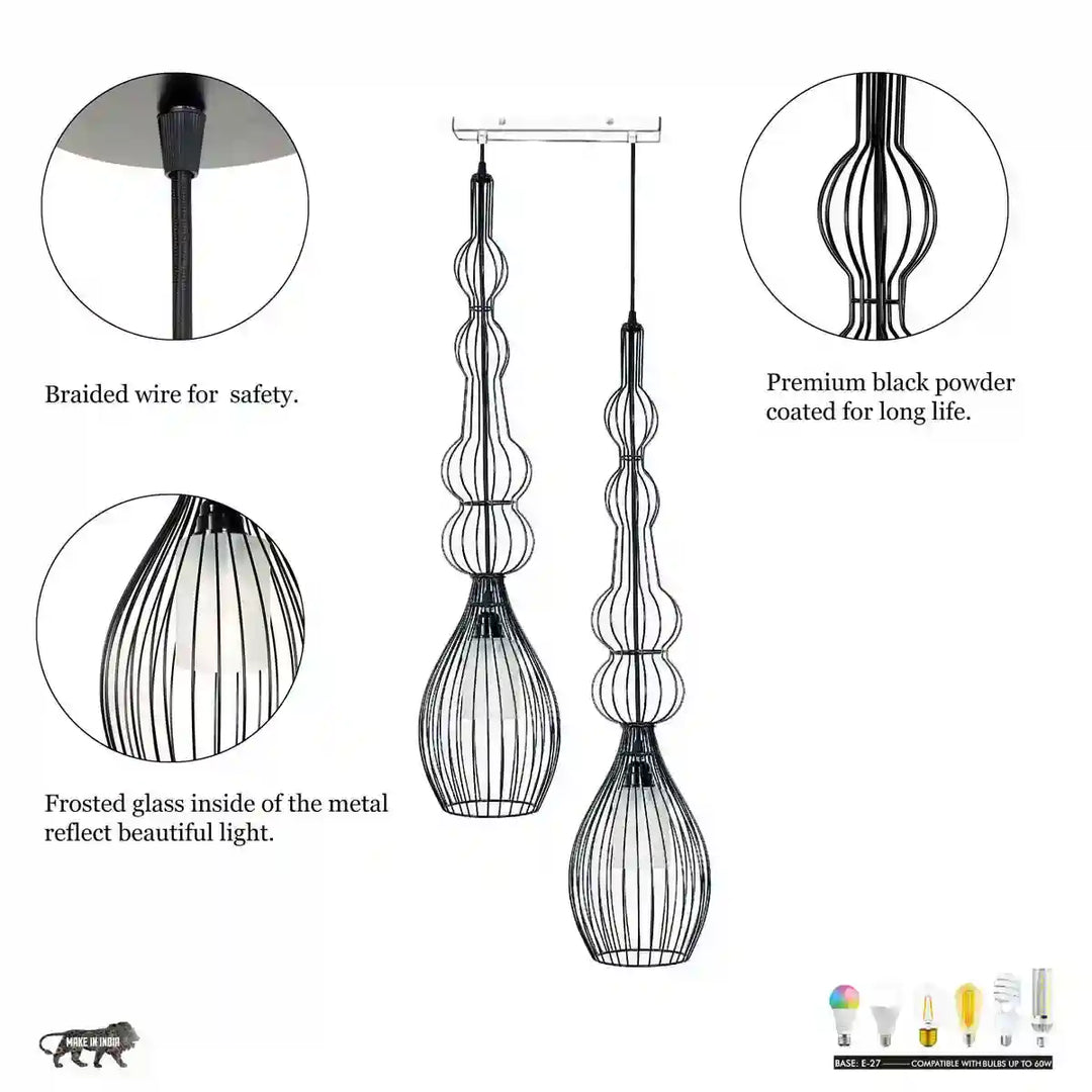 Onza Black Metal Dual Pendant Light