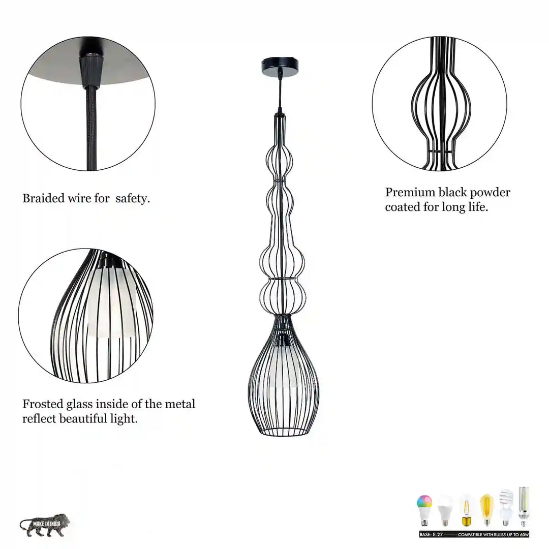 Onza Black Metal Pendant Light