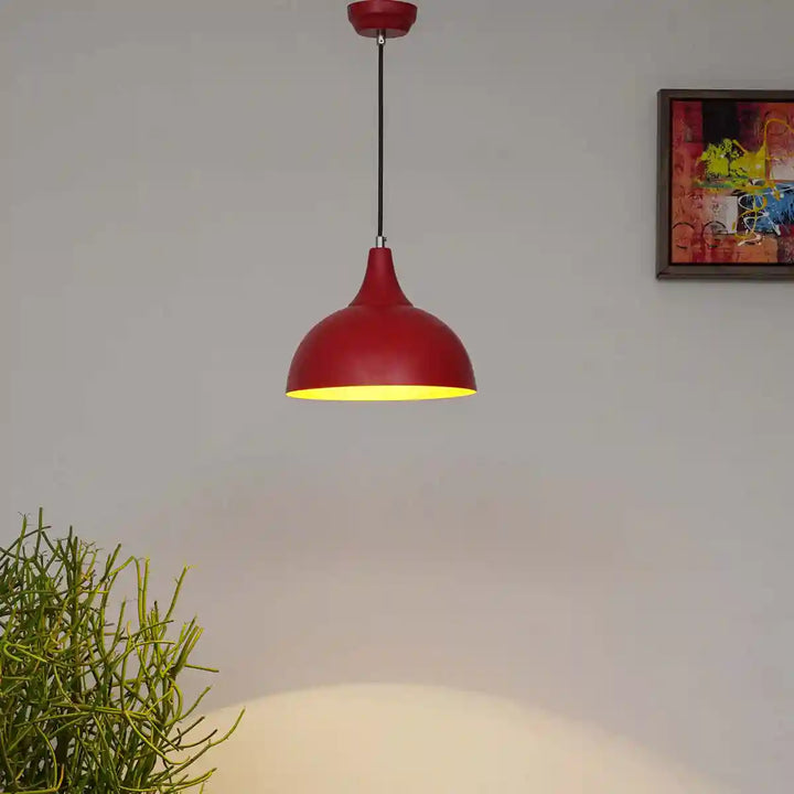 Feiss Red Metal Dome Pendant Light