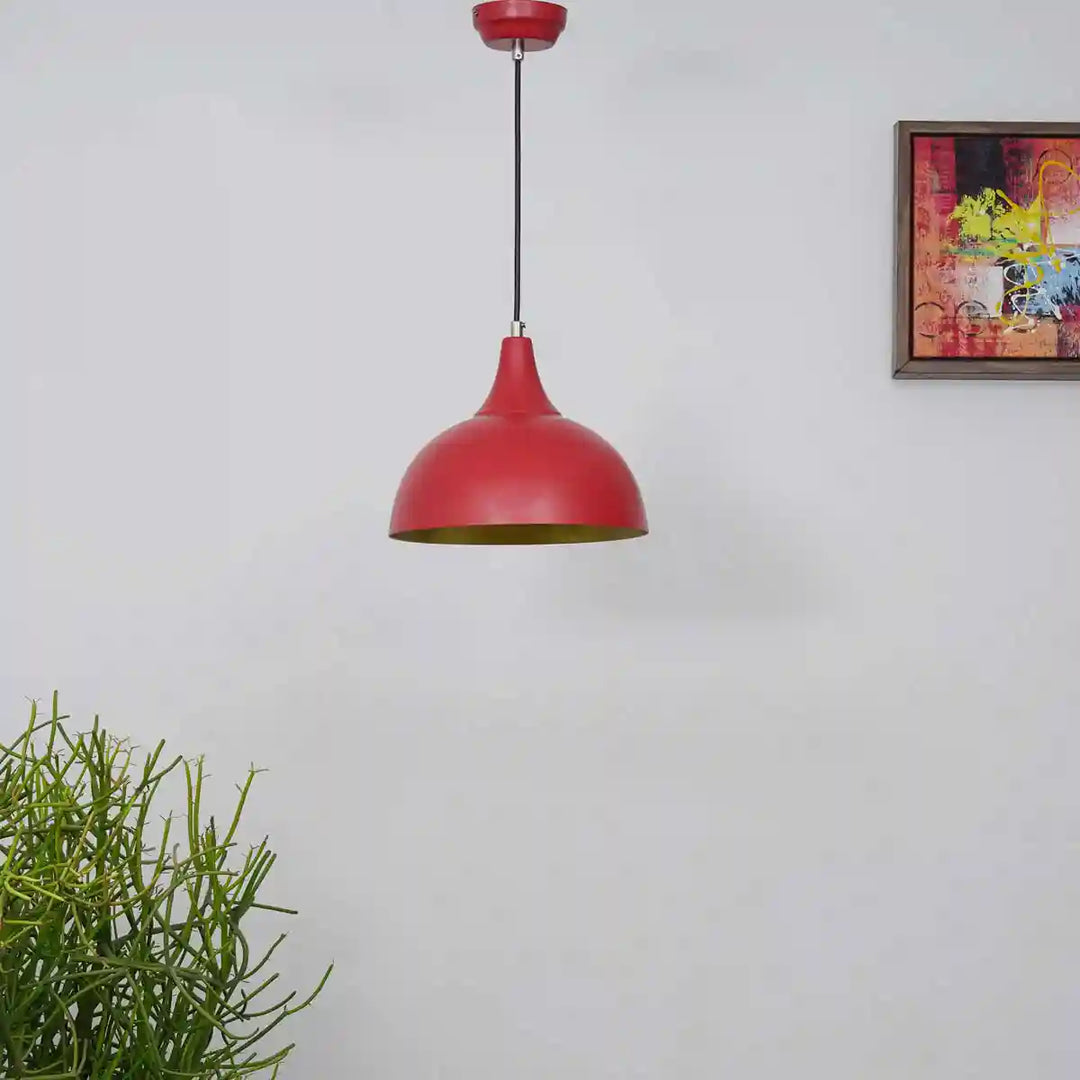 Feiss Red Metal Dome Pendant Light