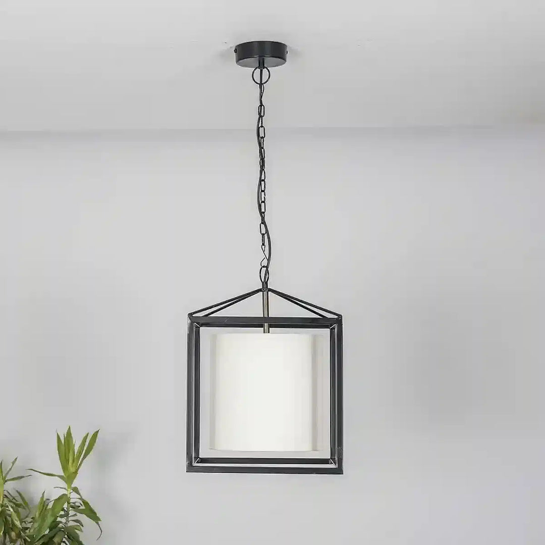 Hardy Industrial Single Light Cage Pendant IN Black Finish