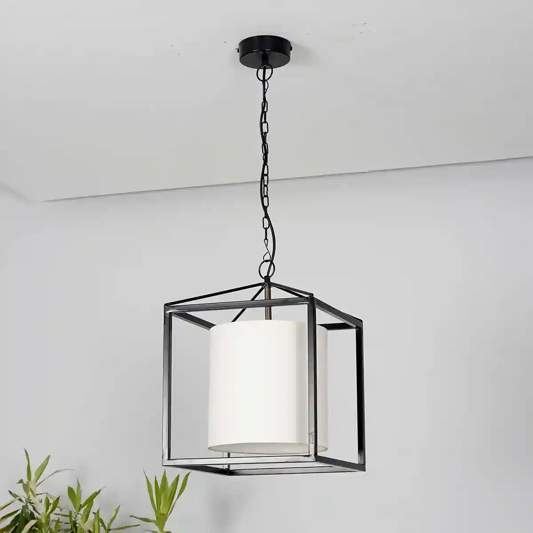 Hardy Industrial Single Light Cage Pendant IN Black Finish