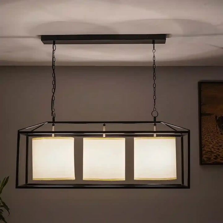 Hardy Industrial Cube 3 Light Bar Pendant In Black Finish