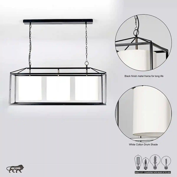 Hardy Industrial Cube 3 Light Bar Pendant In Black Finish