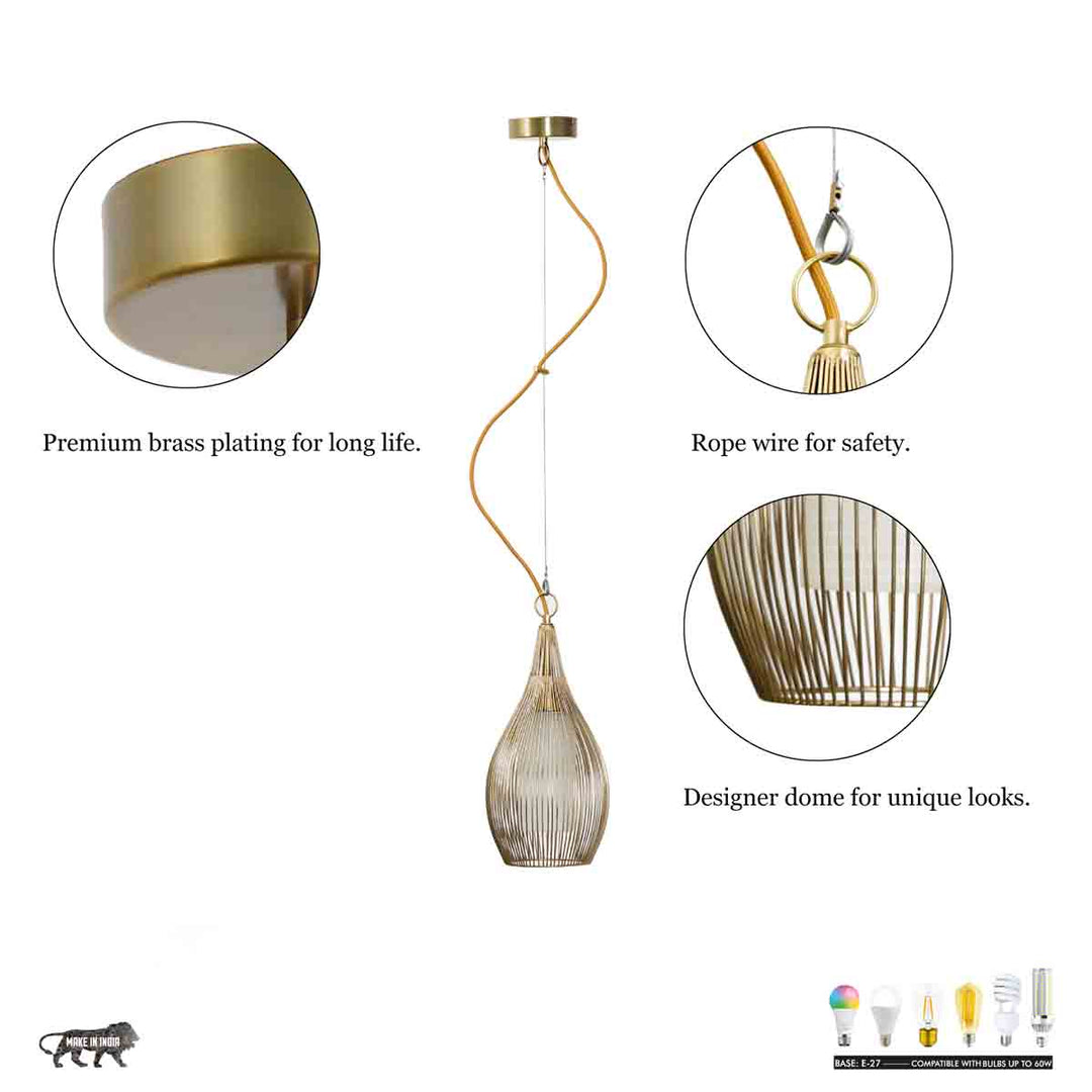 Amsfield Teardrop Pendant Light In Brass Finish