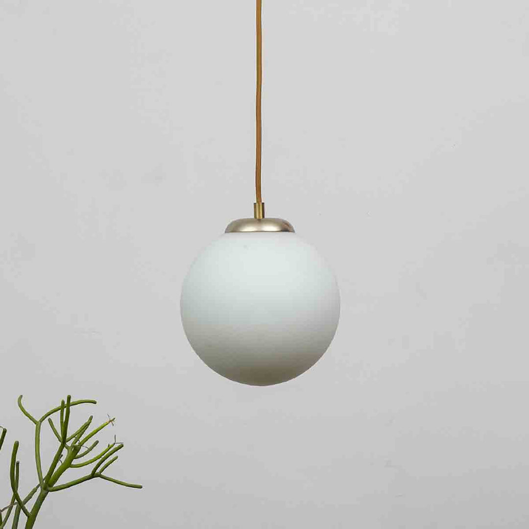 Orb Single Glass Pendant Light – Frosted White & Shine Brass