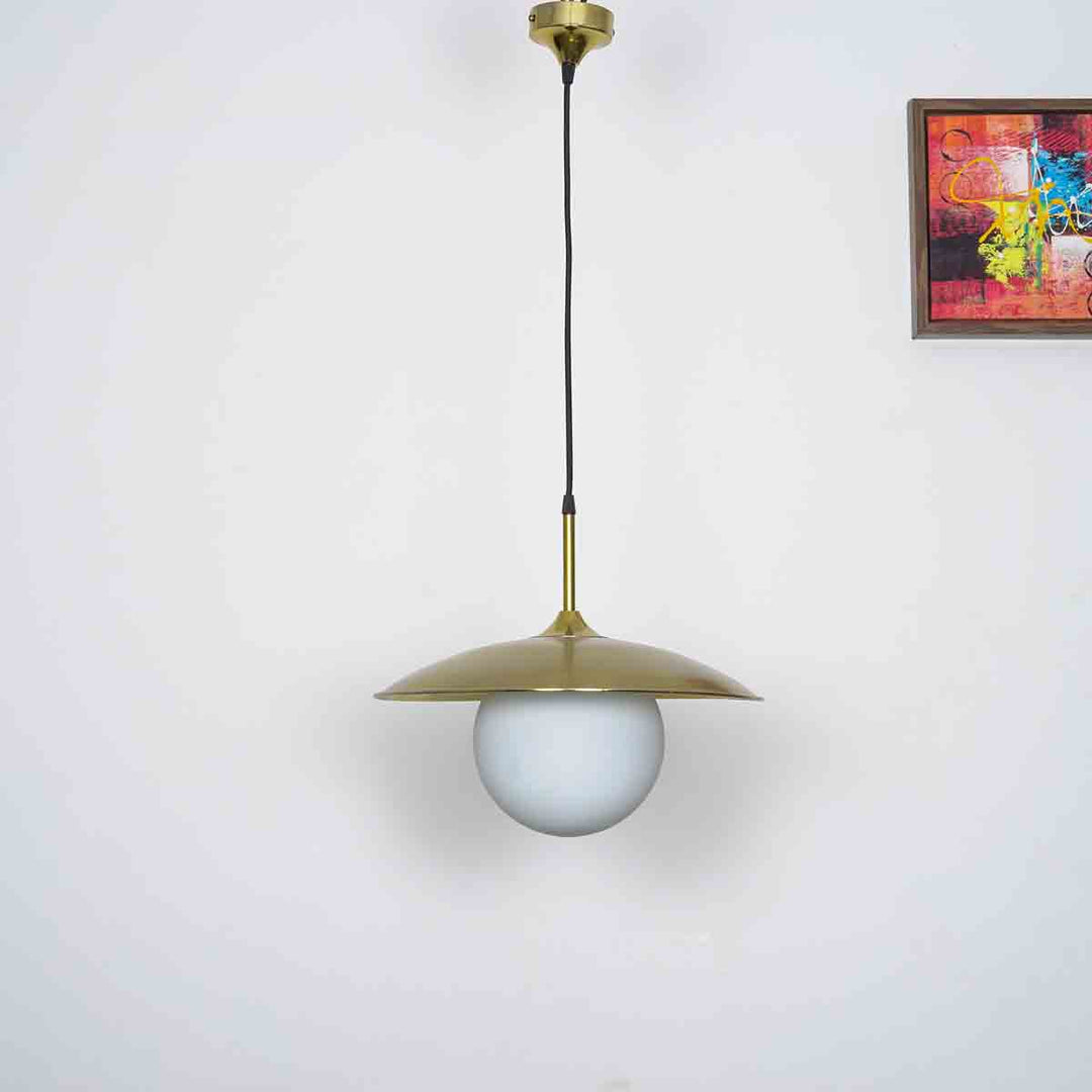 Siren Single Glass Pendant Light – Frosted White & Shine Brass