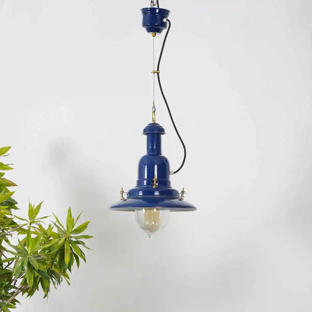 Sailor Blue Metal Single Hanging Pendant Light