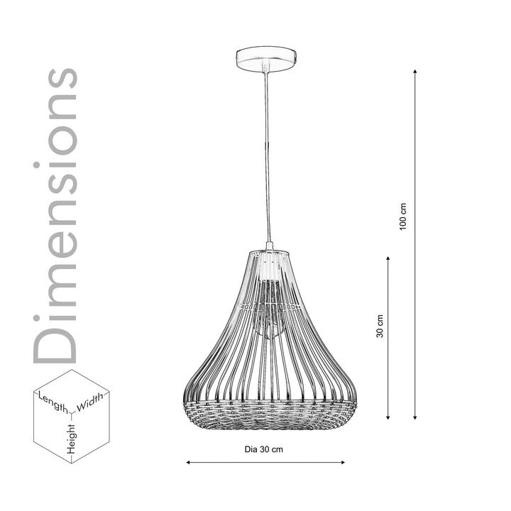 NOLAN Black Metal And Natural Bamboo Pendant Light
