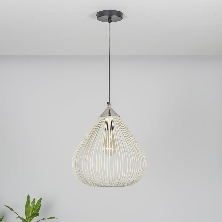 Mesh Single Light Ceiling Pendant Light in White Finish