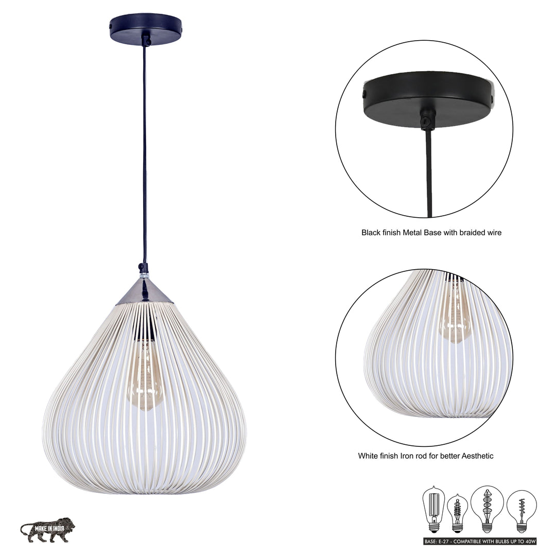 Mesh Single Light Ceiling Pendant Light in White Finish