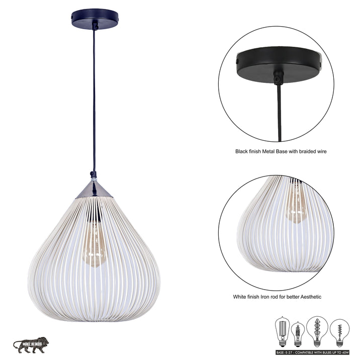 Mesh Single Light Ceiling Pendant Light in White Finish
