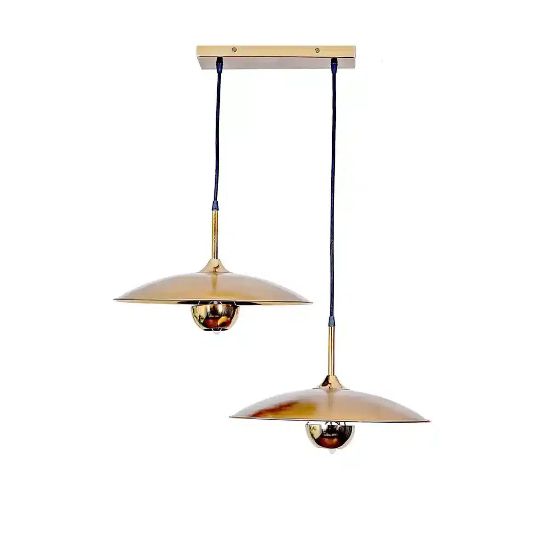 Cornel 2 Light Gold Metal Hanging Pendant Light