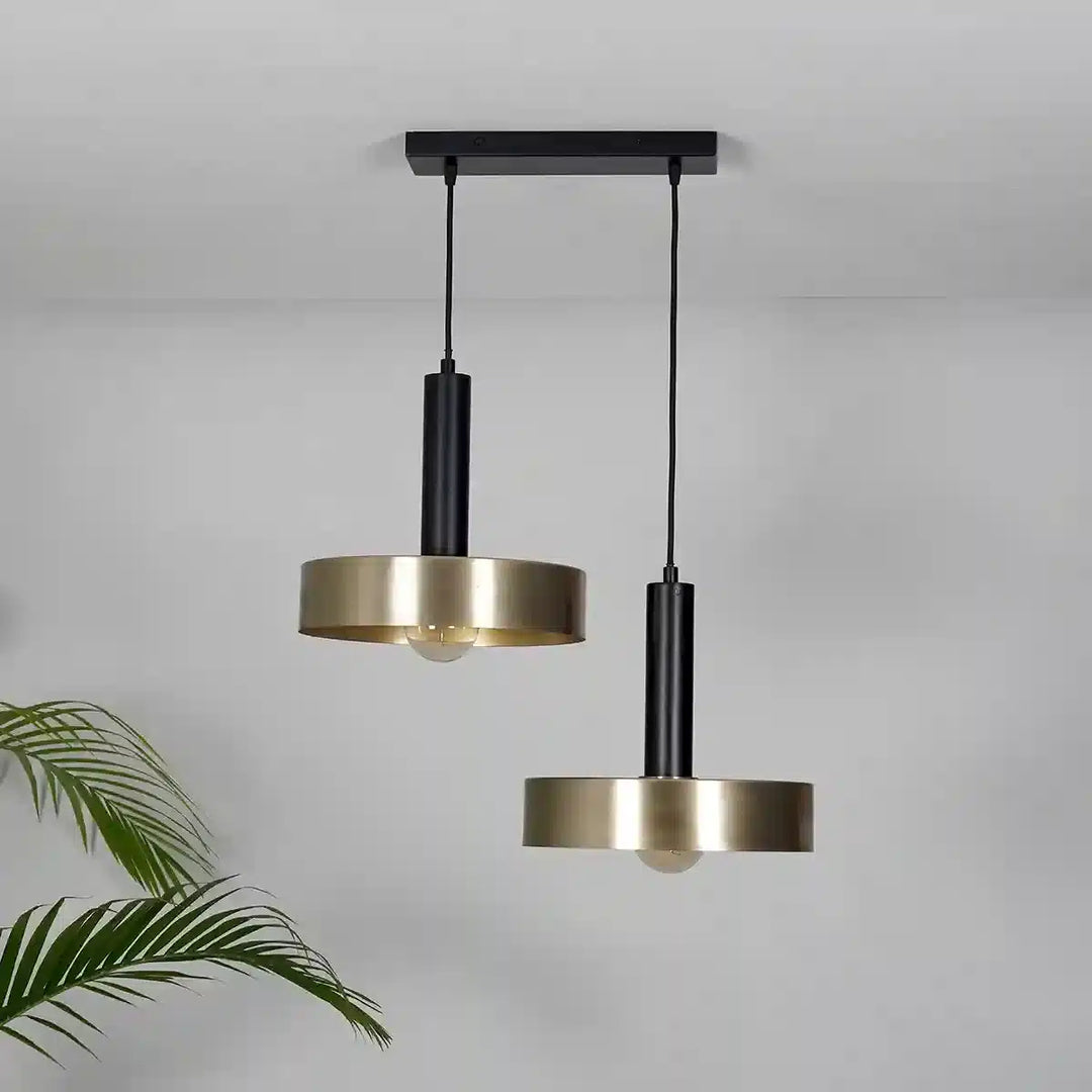 Giada 2 Light Matte Black and Brass Hanging Light