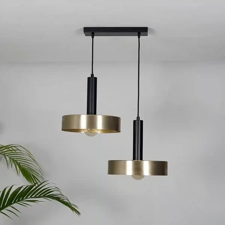 Giada 2 Light Matte Black and Brass Hanging Light