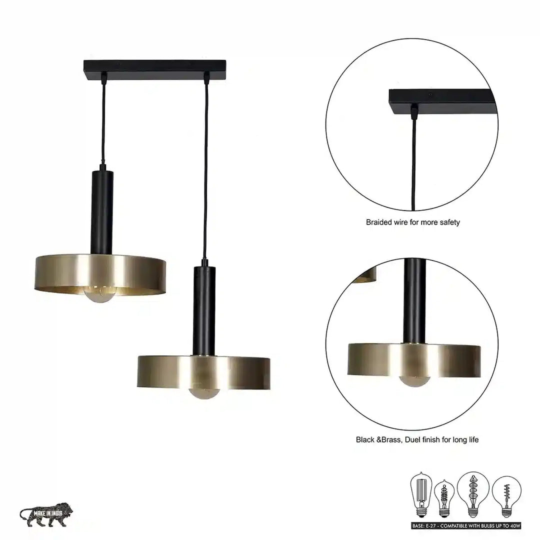 Giada 2 Light Matte Black and Brass Hanging Light