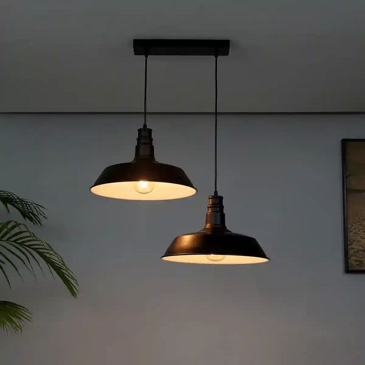 Eleora 2 Light Matt Black Metal Pendant Light