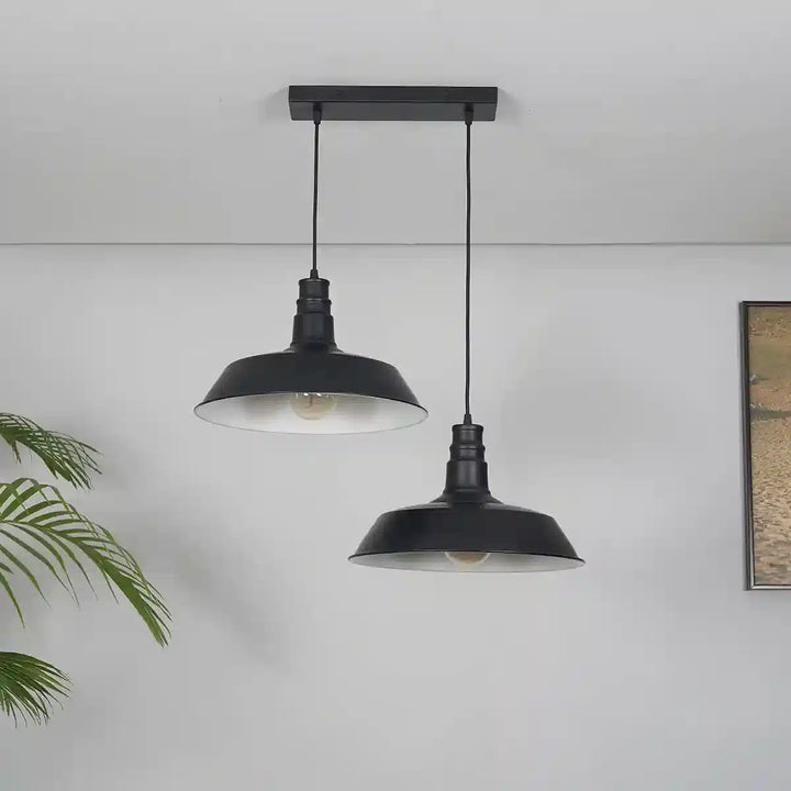 Eleora 2 Light Matt Black Metal Pendant Light