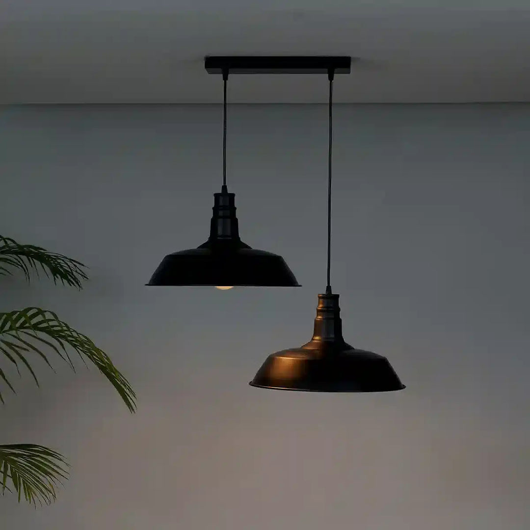 Eleora 2 Light Matt Black Metal Pendant Light