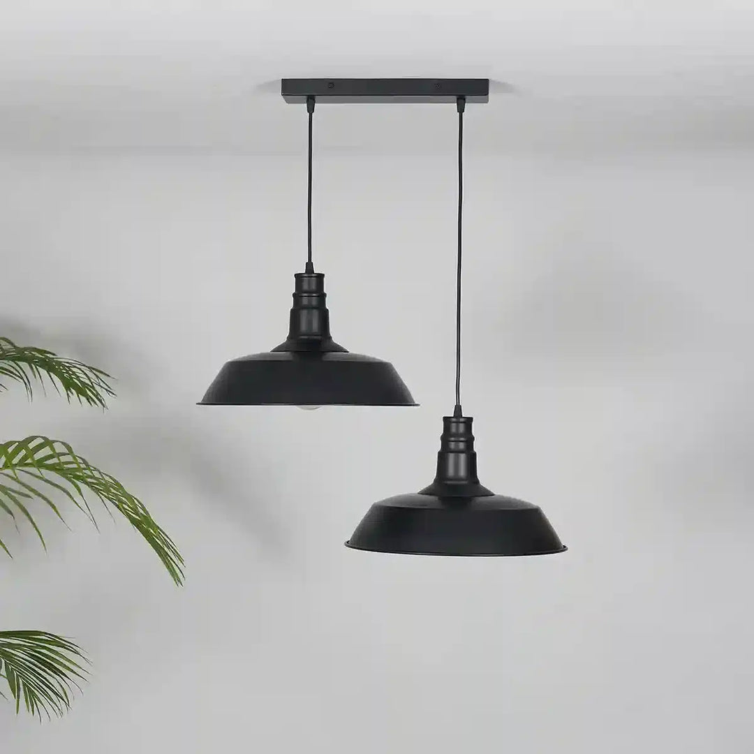 Eleora 2 Light Matt Black Metal Pendant Light