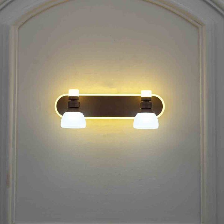 Ldaho 2 Light Wall Sportlight in a Frosted White and Brown Finish