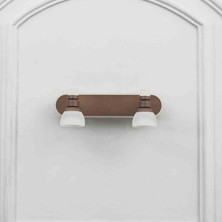 Ldaho 2 Light Wall Sportlight in a Frosted White and Brown Finish