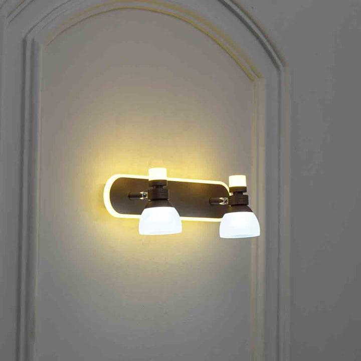 Ldaho 2 Light Wall Sportlight in a Frosted White and Brown Finish