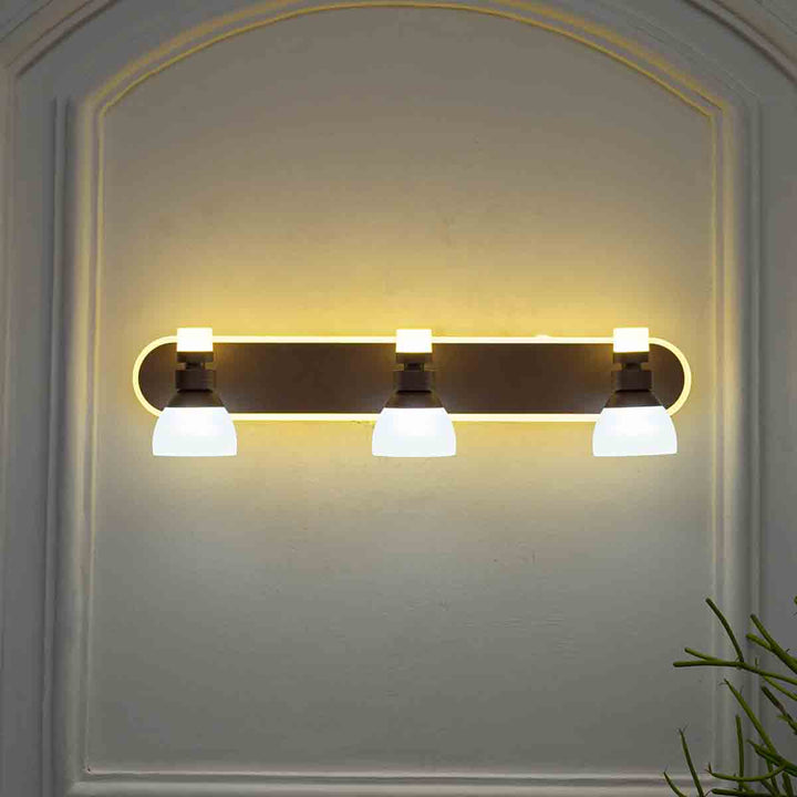 Ldaho 3 Light Wall Sportlight in a Frosted White and Brown Finish