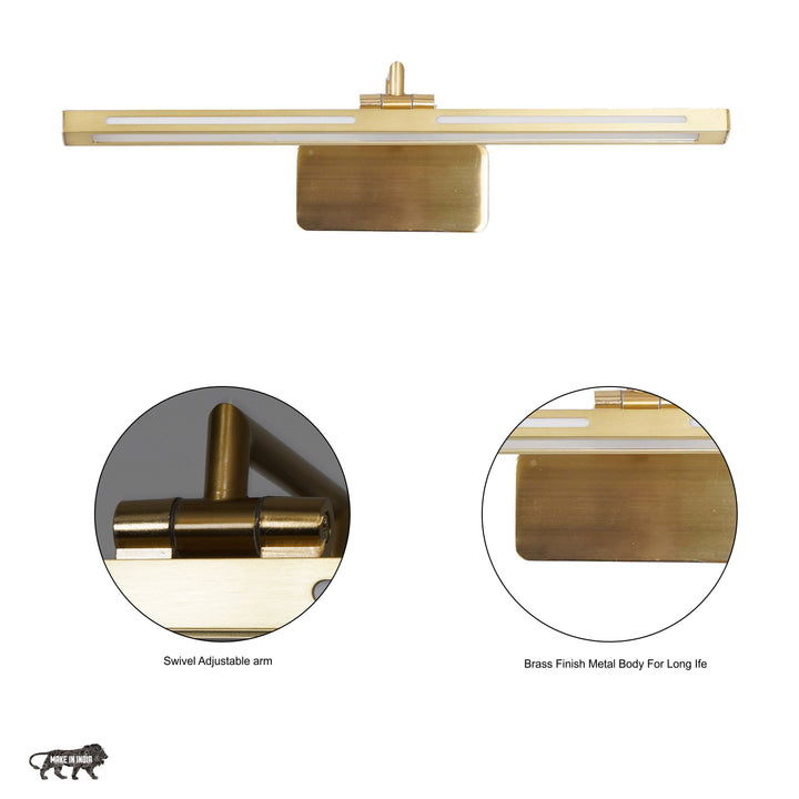 Giotto LED Picture Light in Shine Brass Finish
