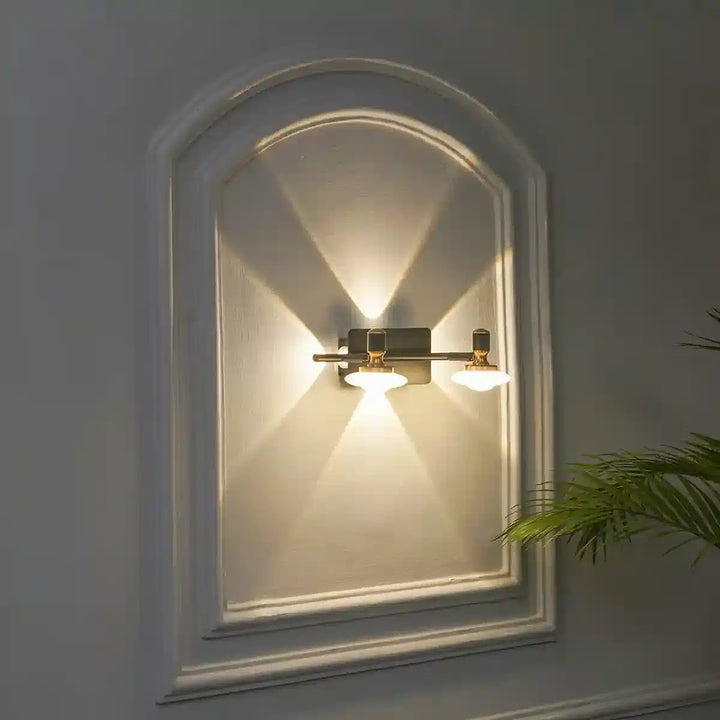 Prive 2 Light Flush Wall Picture Light In Black, Brass & Frosted White Finish