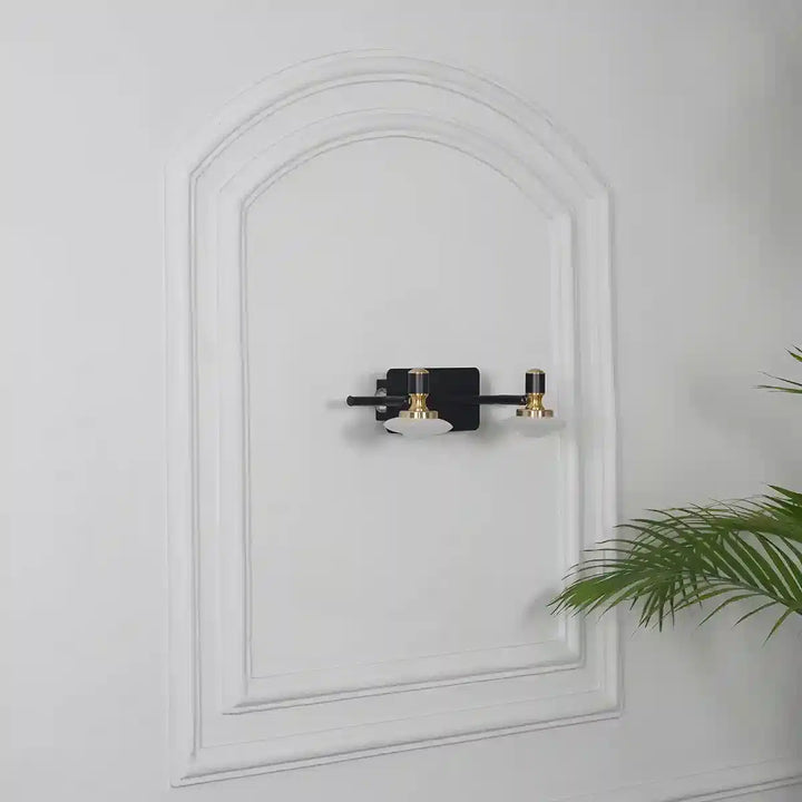 Prive 2 Light Flush Wall Picture Light In Black, Brass & Frosted White Finish