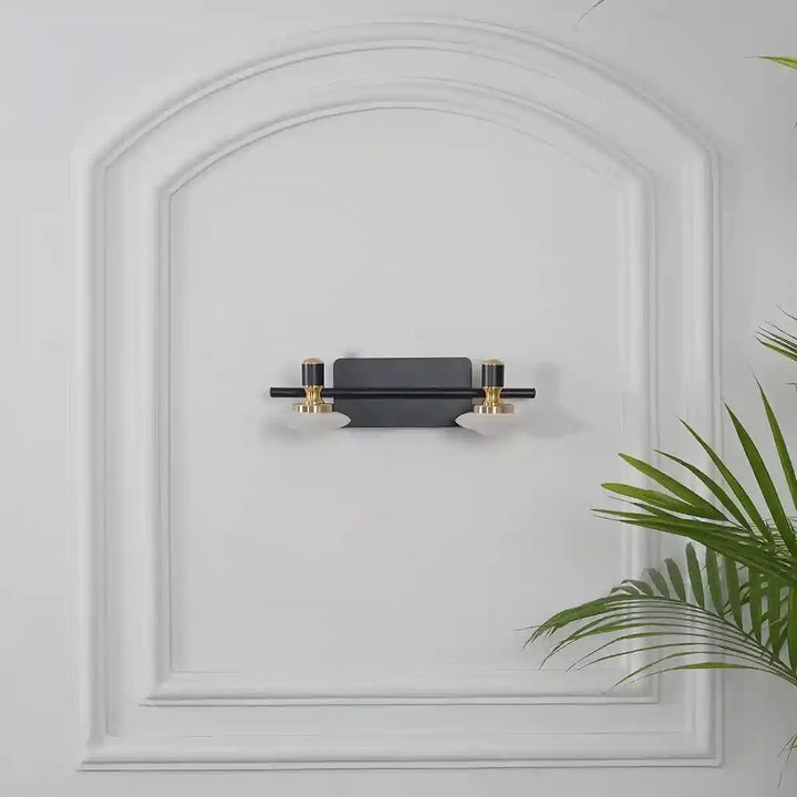 Prive 2 Light Flush Wall Picture Light In Black, Brass & Frosted White Finish