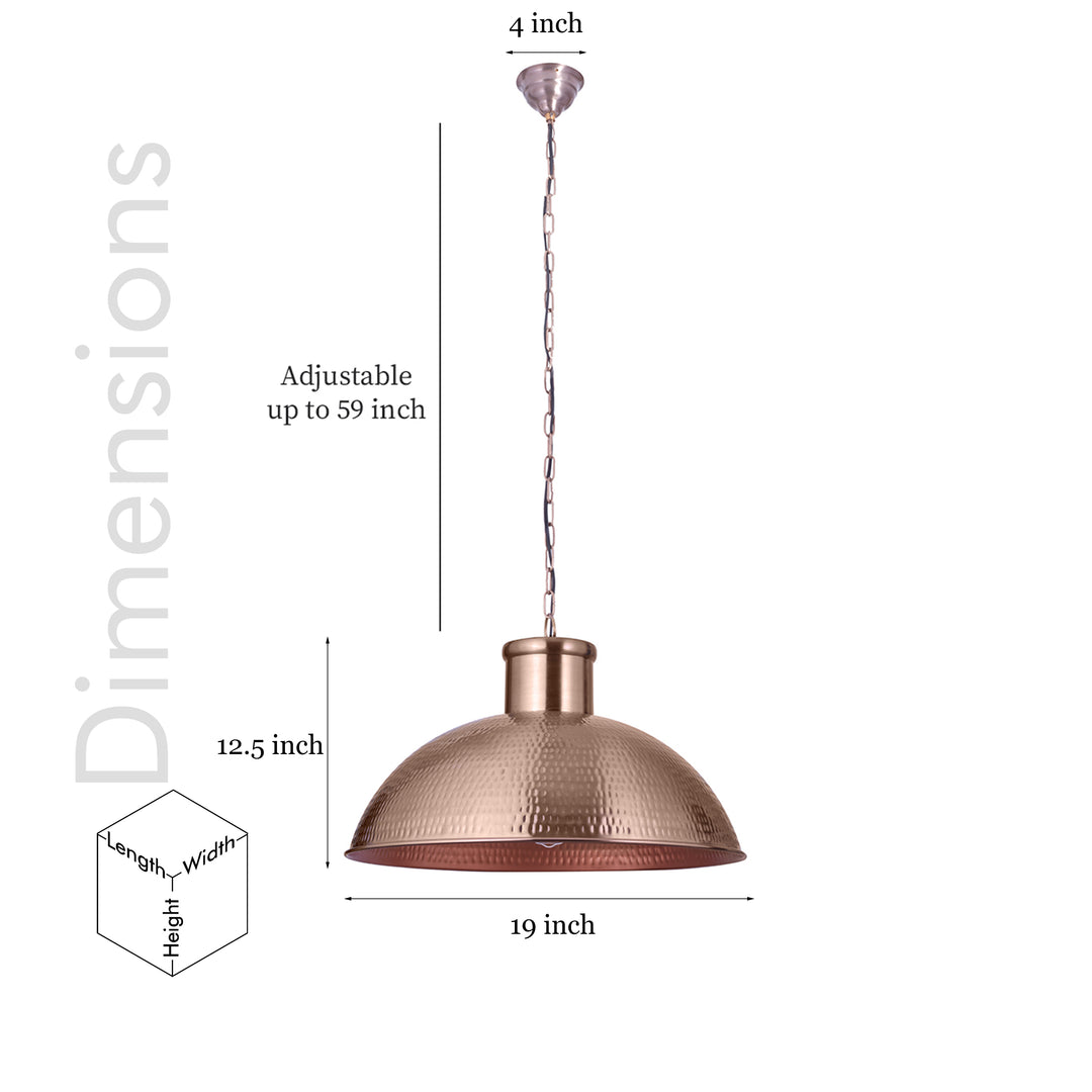 DAYTON Modern Hammered Dome Pendant Light in Matte Rose Gold Finish Metal